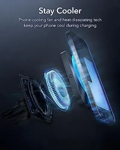 ESR 15W MagSafe avtomobil o'rnatish zaryadlovchi CryoBoost bilan, Apple-sertifikatlangan, MagSafe avtomobil o'rnatish uchun, iPhone 17/16/15/14/13/12 uchun magnit simsiz avtomobil zaryadlovchi, tez zaryadlash, telefon sovutish zaryadlovchi - 4