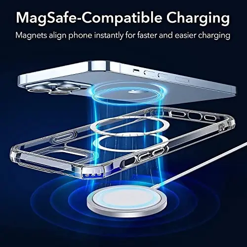 ESR Air Armor Magnetic Case with HaloLock Compatible with iPhone 13 Pro Case, Compatible with MagSafe, Military-Grade Protection, Yellowing-Resistant Hard Back, Shock-Absorbing Corners, Clear - 5