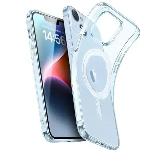 ESR Case for iPhone 14/iPhone 13 Case, Compatible with MagSafe, Clear Silicone Mobile Phone Case iPhone 14/13 Case, Shockproof Thin Yellowing Resistant Transparent Protective Case, Zero Series, Blue - ESR