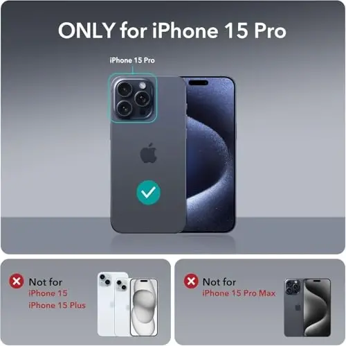 ESR Case for iPhone 15 Pro, Compatible with MagSafe, Military-Grade Protection, Yellowing Resistant, Scratch-Resistant Back, Magnetic Phone Case for iPhone 15 Pro, Classic Series, Clear 