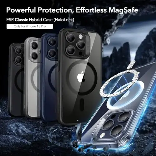 ESR Case for iPhone 15 Pro, Compatible with MagSafe, Military-Grade Protection, Yellowing Resistant, Scratch-Resistant Back, Magnetic Phone Case for iPhone 15 Pro, Classic Series, Clear - 2