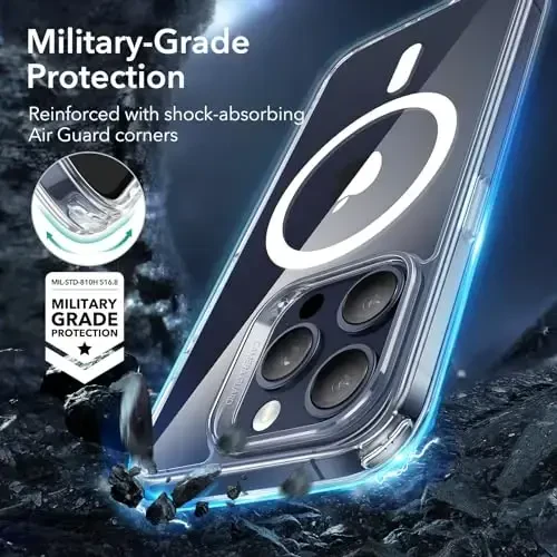 ESR Case for iPhone 15 Pro, Compatible with MagSafe, Military-Grade Protection, Yellowing Resistant, Scratch-Resistant Back, Magnetic Phone Case for iPhone 15 Pro, Classic Series, Clear - 4