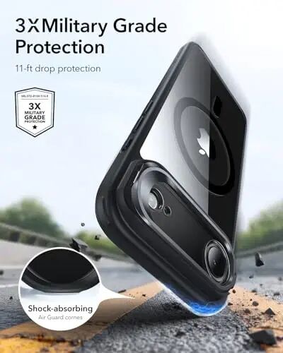 ESR Classic Hybrid Case for iPhone Air with Flex Stand, Clear Black | Long-Lasting Anti-Yellowing, Camera Kickstand, Compatible with MagSafe, 3X Military-Grade Protection, Magnetic Phone Case - 5