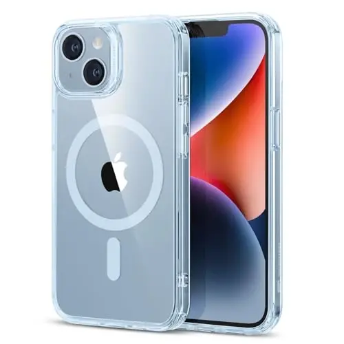 ESR Classic Hybrid Case (HaloLock) - MagSafe Compatible, Shockproof Military-Grade Protection for iPhone 14/13, Clear Blue - 1