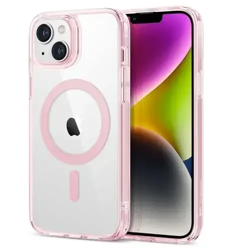 ESR Classic Hybrid Case (HaloLock) - MagSafe Compatible, Shockproof Military-Grade Protection for iPhone 14/13, Clear Pink - ESR