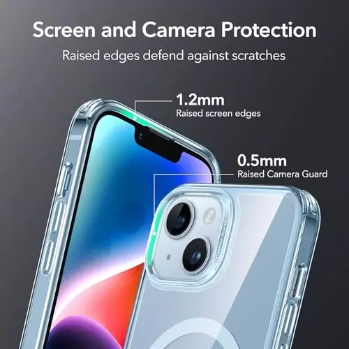 ESR Classic Hybrid Case (HaloLock) - MagSafe mos keladigan, zarbga chidamli harbiy darajadagi himoya iPhone 14/13 uchun, tiniq ko'k - 6