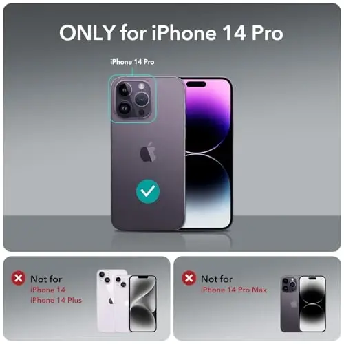 ESR Classic Hybrid for iPhone 14 Pro Case with Flex Stand, Clear Purple | Long-Lasting Anti-Yellowing, Camera Kickstand, Compatible with MagSafe, 3X Military-Grade Protection, Magnetic Phone Case - 2