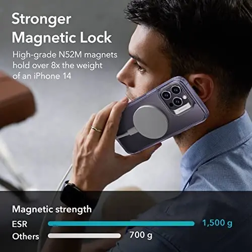 ESR Classic Hybrid for iPhone 14 Pro Case with Flex Stand, Clear Purple | Long-Lasting Anti-Yellowing, Camera Kickstand, Compatible with MagSafe, 3X Military-Grade Protection, Magnetic Phone Case - 4