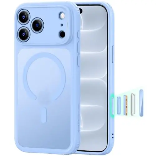 ESR Classic Hybrid for iPhone 18 Pro/17 Pro Case, Frosted Light Blue | Long-Lasting Anti-Yellowing, Ultra-Thin, Compatible with MagSafe, 3X Military-Grade Protection, Camera Control - 1