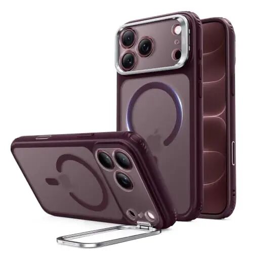 ESR Classic Hybrid for iPhone 18 Pro/17 Pro Case with Flex Stand | Long-Lasting Anti-Yellowing, Camera Kickstand, Compatible with MagSafe, 4X Military-Grade Protection, Frosted Burgundy - ESR