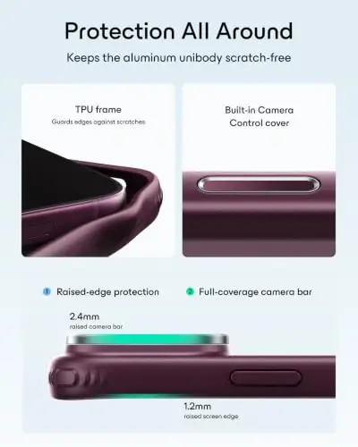 ESR Classic Hybrid for iPhone 18 Pro/17 Pro Case with Flex Stand | Long-Lasting Anti-Yellowing, Camera Kickstand, Compatible with MagSafe, 4X Military-Grade Protection, Frosted Burgundy - 5