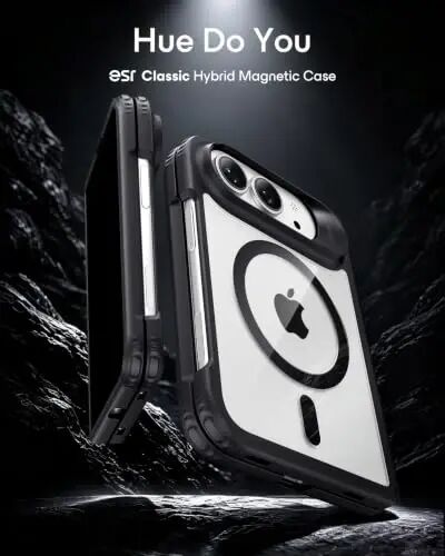 ESR Classic Hybrid for iPhone Duo Case, Clear Black | Long-Lasting Anti-Yellowing, Ultra-Thin, Full Hinge Protection, Compatible with MagSafe, Magnetic Phone Case - ESR (1)