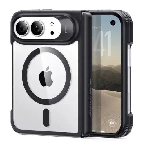ESR Classic Hybrid for iPhone Duo Case, Clear Black | Long-Lasting Anti-Yellowing, Ultra-Thin, Full Hinge Protection, Compatible with MagSafe, Magnetic Phone Case - 1