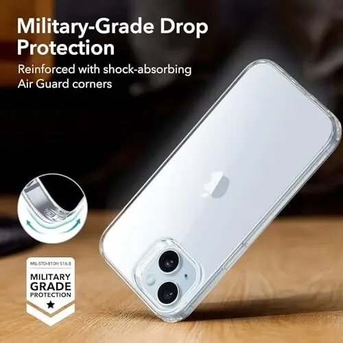 ESR Clear Case for iPhone 15 Case, Shockproof Thin Cover, Yellowing-Resistant Slim Transparent TPU Phone Case, Zero Series, Clear - 3