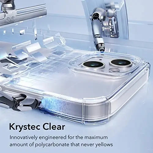 ESR Crystal Clear Case iPhone 14 Plus uchun mos keladi, Ultra-sarg'ayishga chidamli, zarbaga bardoshli harbiy darajadagi himoya, polikarbonat tugmalar, shaffof - 3