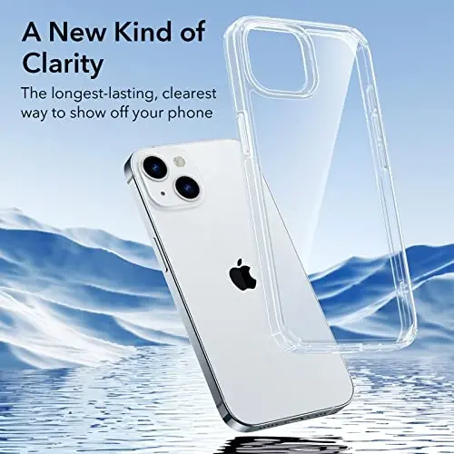 ESR Crystal Clear Case iPhone 14 Plus uchun mos keladi, Ultra-sarg'ayishga chidamli, zarbaga bardoshli harbiy darajadagi himoya, polikarbonat tugmalar, shaffof - 5