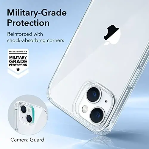 ESR Crystal Clear Case iPhone 14 Plus uchun mos keladi, Ultra-sarg'ayishga chidamli, zarbaga bardoshli harbiy darajadagi himoya, polikarbonat tugmalar, shaffof - 6