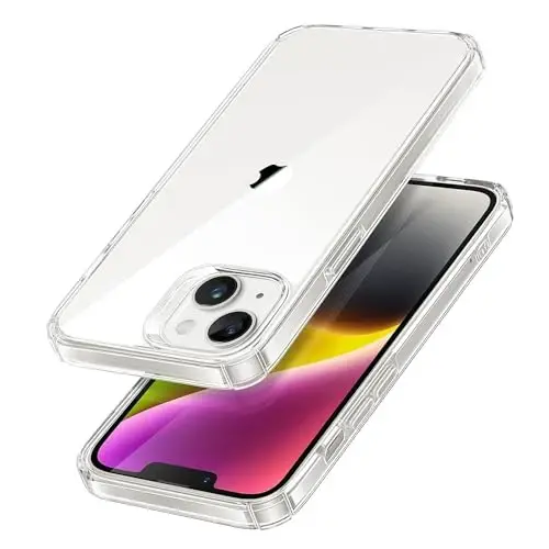 ESR Crystal Clear Case iPhone 14 Plus uchun mos keladi, Ultra-sarg'ayishga chidamli, zarbaga bardoshli harbiy darajadagi himoya, polikarbonat tugmalar, shaffof - 4