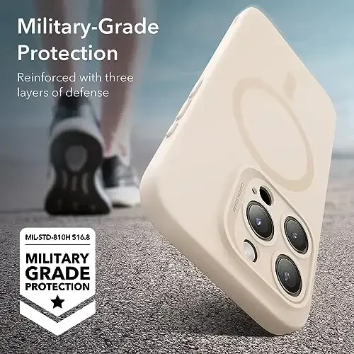 ESR для iPhone 15 Pro с MagSafe, поддержка магнитной зарядки, тонкий силиконовый чехол, амортизация, защита экрана и камеры, серия Cloud, светло-коричневый - 4