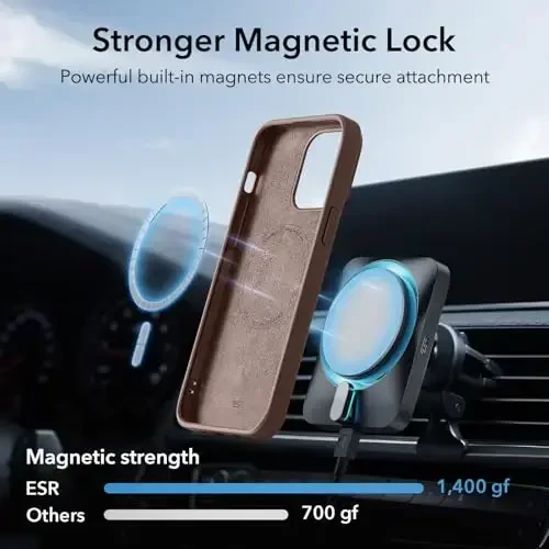 ESR для iPhone 15 с MagSafe, поддержка магнитной зарядки, тонкий силиконовый чехол, амортизация, защита экрана и камеры, серия Cloud, коричневый - 3