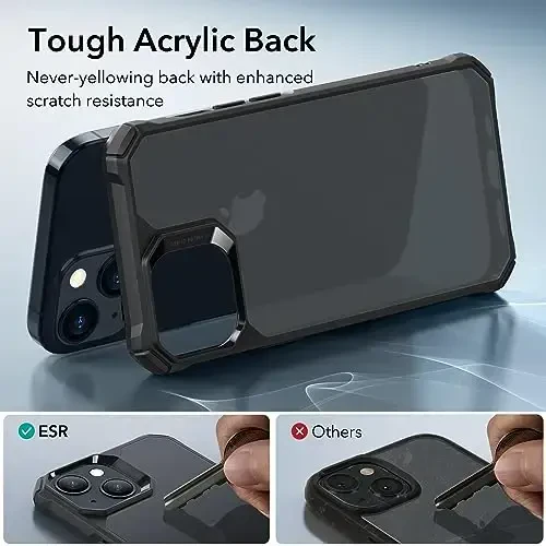 ESR для iPhone 15, защита военного класса с амортизирующими углами, устойчивая к царапинам и не желтеющая акриловая задняя панель, тонкий защитный чехол, серия Air-Armor, матовый черный - 5