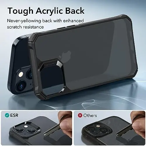 ESR для iPhone 15, защита военного класса с амортизирующими углами, устойчивая к царапинам и не желтеющая акриловая задняя панель, тонкий защитный чехол, серия Air-Armor, матовый черный - 5