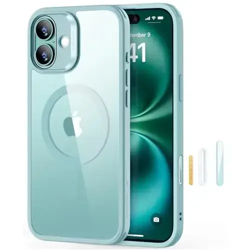 ESR для iPhone 16 Case, Compatible with MagSafe, Shockproof Military-Grade Protection, Magnetic Phone Case for iPhone 16, Classic Hybrid Case (HaloLock), Clear Green 