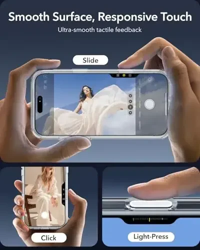 ESR для iPhone 16 Pro Max Case с подставкой, кнопкой управления камерой, совместим с MagSafe, противоударный чехол военного класса, встроенная защитная пленка из закаленного стекла 9H+, прозрачный - 4