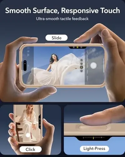 ESR для iPhone 16 Pro Max Чехол с подставкой, кнопка управления камерой Совместимость с MagSafe, противоударный чехол военного класса, встроенная защитная пленка для экрана из закаленного стекла 9H+, прозрачное золото - 4
