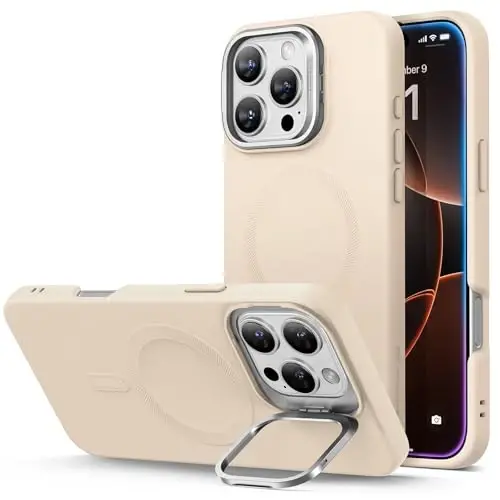 ESR для iPhone 16 Pro Max, силиконовый чехол с подставкой, совместимый с MagSafe, встроенная подставка для камеры, магнитный чехол для iPhone 16 Pro Max, серия Cloud, светло-коричневый - ESR