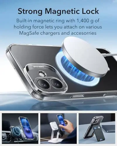 ESR для iPhone 16, совместимый с MagSafe, защита камеры, противоударный тонкий чехол, устойчивый к пожелтению и царапинам, магнитный чехол для iPhone 16, серия Zero, прозрачный - 1