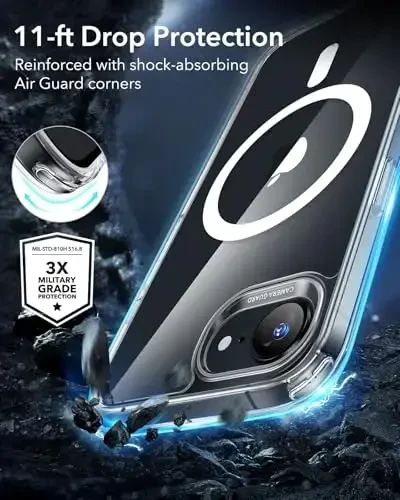 ESR для iPhone 16e Case, совместимый с MagSafe, противоударная защита военного класса, магнитный чехол для телефона iPhone 16e, классический гибридный чехол, прозрачный - 4