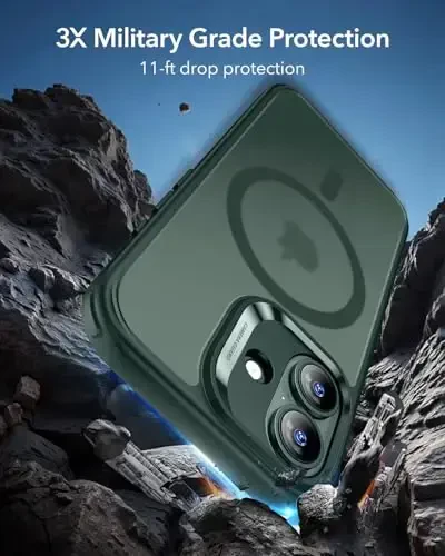ESR для iPhone 17 Case, Camera Control, Compatible with MagSafe, Shockproof Military-Grade Protection, Magnetic Phone Case for iPhone 17, Classic Hybrid Case, Frosted Green - 4