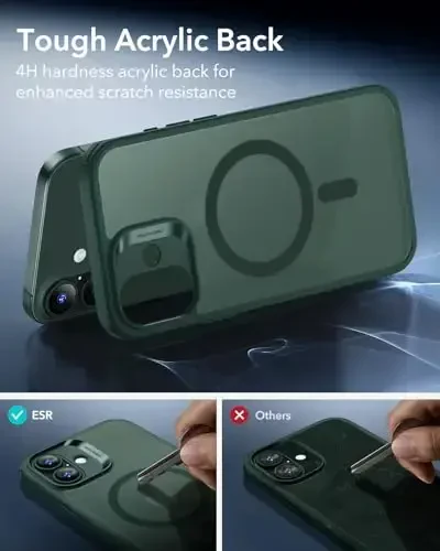 ESR для iPhone 17 Case, Camera Control, Compatible with MagSafe, Shockproof Military-Grade Protection, Magnetic Phone Case for iPhone 17, Classic Hybrid Case, Frosted Green - 6