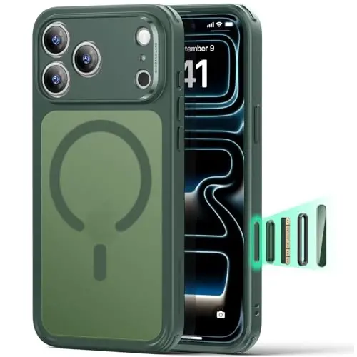 ESR для iPhone 17 Pro Case, Camera Control, Compatible with MagSafe, Shockproof Military-Grade Protection, Magnetic Phone Case for iPhone 17 Pro, Classic Hybrid Case, Frosted Green 