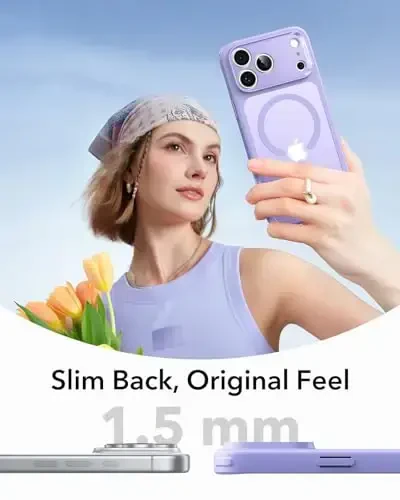 ESR для iPhone 17 Pro, чехол с управлением камерой, совместимый с MagSafe, противоударная защита военного класса, магнитный чехол для iPhone 17 Pro, классический гибридный чехол, матовый фиолетовый - 6