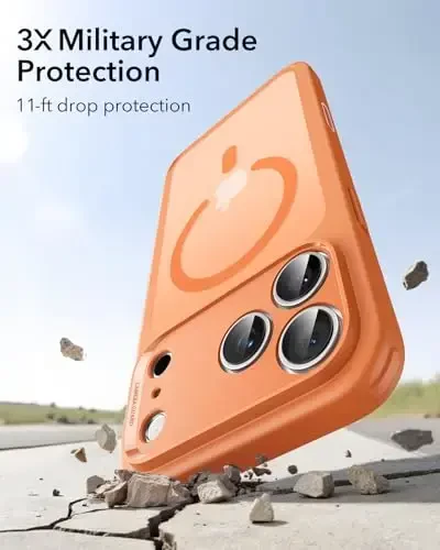 ESR для iPhone 17 Pro, чехол, управление камерой, совместимость с MagSafe, противоударная защита военного класса, магнитный чехол для iPhone 17 Pro, классический гибридный чехол, матовый оранжевый - 3