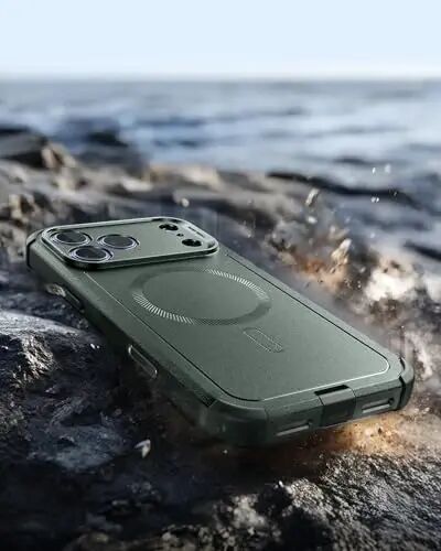 ESR для iPhone 17 Pro Max Case, 7X Military-Grade Drop Protection, Shock-Absorbing Rugged Cover with Camera Control Button, MagSafe Accessories Compatible, Cyber Series, Olive Green - 4