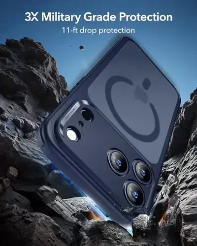 ESR для iPhone 17 Pro Max Чехол, Управление Камерой, Совместимость с MagSafe, Ударопрочная Защита Военного Класса, Магнитный Чехол для iPhone 17 Pro Max, Классический Гибридный Чехол, Матовый Синий - 4