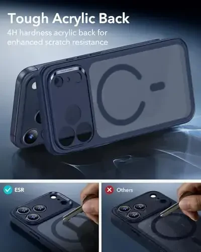 ESR для iPhone 17 Pro Max Чехол, Управление Камерой, Совместимость с MagSafe, Ударопрочная Защита Военного Класса, Магнитный Чехол для iPhone 17 Pro Max, Классический Гибридный Чехол, Матовый Синий - 6