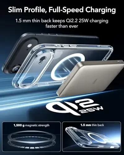ESR для iPhone Air Case, Camera Control, Compatible with MagSafe, Shockproof Military-Grade Protection, Magnetic Phone Case for iPhone 17 Air Case, Clear - 5