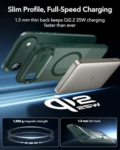 ESR для iPhone Air Case, Camera Control, Compatible with MagSafe, Shockproof Military-Grade Protection, Magnetic Phone Case for iPhone 17 Air Case, Frosted Green - 5