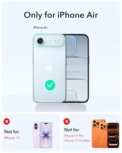 ESR для iPhone Air Case с подставкой Stash, защита от падения по военному стандарту 7X, управление камерой, прочный чехол для телефона iPhone 17 Air, совместимый с аксессуарами MagSafe, серия Cyber, синий - 3