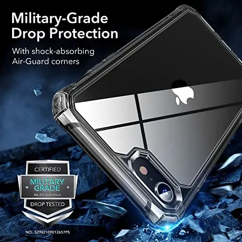 ESR для iPhone SE (2022), чехол для iPhone SE (2020) и iPhone 8, защита военного класса, амортизирующие углы, устойчивая к пожелтению задняя часть, чехол для телефона для SE 3/2, Air Armor Case, прозрачный черный - 3