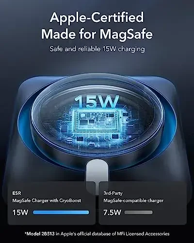 ESR for 15W MagSafe Car Mount Charger with CryoBoost, Made for Apple-Certified, for MagSafe Car Mount, Magnetic Wireless Car Charger for iPhone 17/16/15/14/13/12, Fast Charging, Phone-Cooling Charger - 3