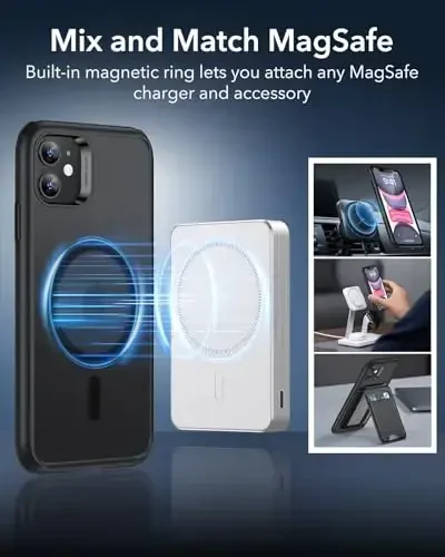 ESR for iPhone 11 Case, Compatible with MagSafe, Shockproof Military-Grade Protection, Magnetic Phone Case for iPhone 11 Case, Frosted Black - 5