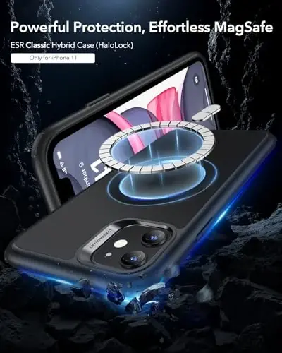 ESR for iPhone 11 Case, Compatible with MagSafe, Shockproof Military-Grade Protection, Magnetic Phone Case for iPhone 11 Case, Frosted Black 
