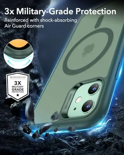 ESR for iPhone 11 Case, Compatible with MagSafe, Shockproof Military-Grade Protection, Scratch-Resistant Back, Magnetic Phone Case for iPhone 11, Classic Hybrid Case, Frosted Green - 4