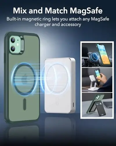 ESR for iPhone 11 Case, Compatible with MagSafe, Shockproof Military-Grade Protection, Scratch-Resistant Back, Magnetic Phone Case for iPhone 11, Classic Hybrid Case, Frosted Green - 5