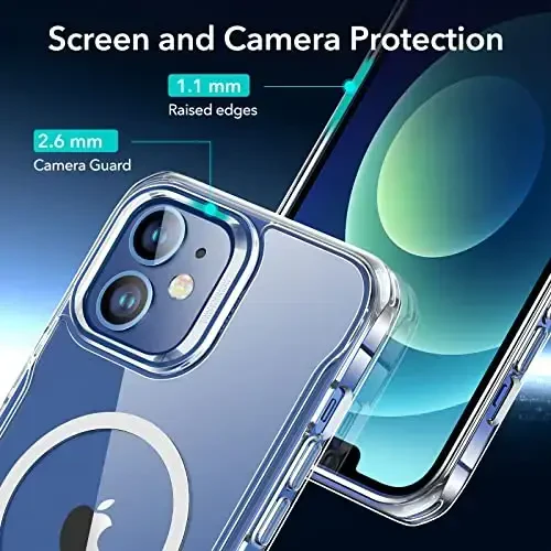 ESR for iPhone 12 Case/iPhone 12 Pro Case, Compatible with MagSafe, Scratch-Resistant Back, Grippy Protective Frame, Magnetic Phone Case for iPhone 12/12 Pro, Clear - 6